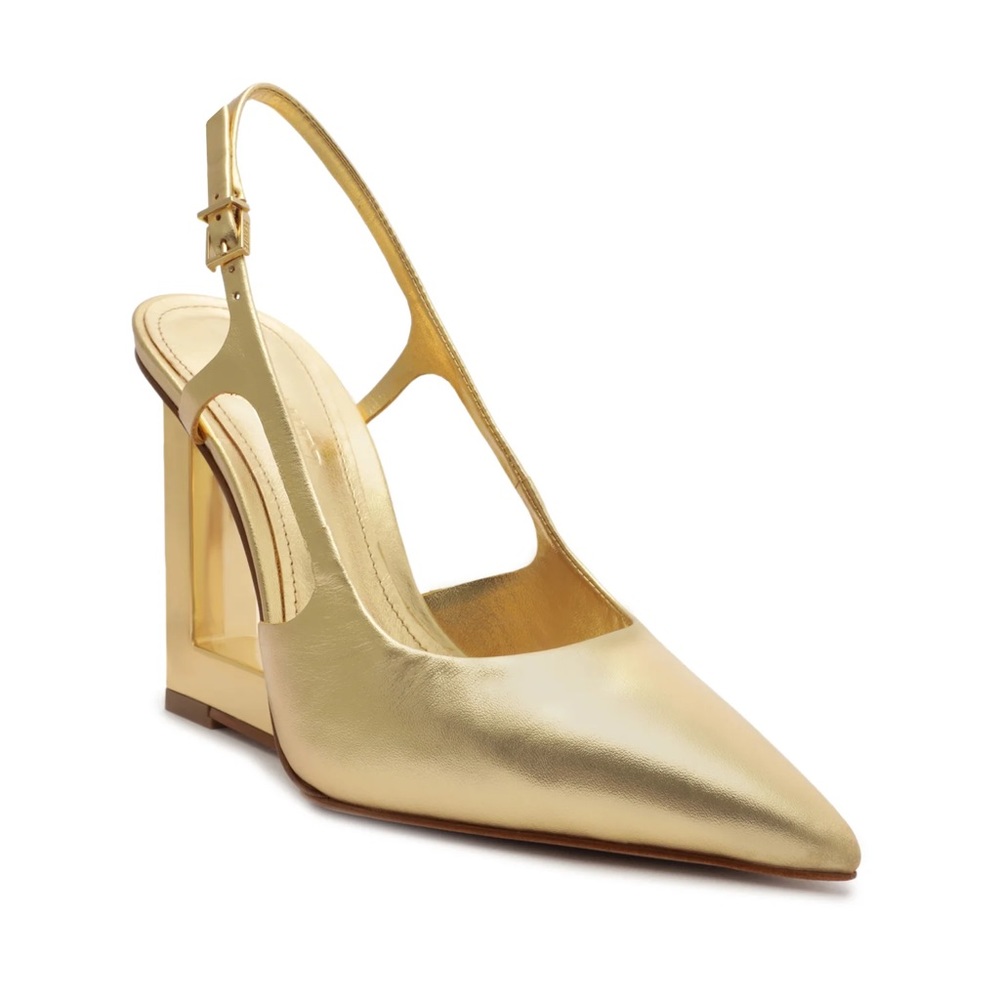 SCHUTZ Gold Slingback Heels